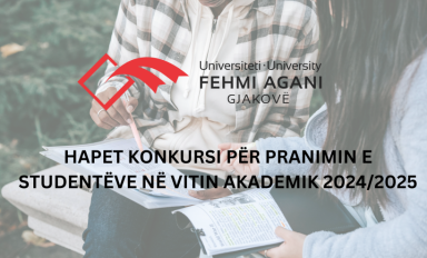 The University "Fehmi Agani" in Gjakova opens a Competition for the Admission of New Students at the Bachelor's level in the New Academic year 2024/2025